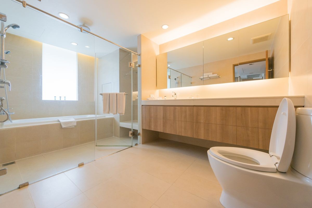 Bathroom interior with natural light